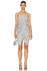 Norma Kamali Slip Diana Mini Dress in Silver, view 1, click to view large image.