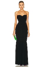 Norma Kamali Slinky Fishtail Gown in Black, view 1, click to view large image.