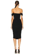 Norma Kamali Walter Midi Dress with Winglet Sleeves in Black, view 3, click to view large image.