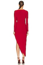Norma Kamali Long Sleeve Sweetheart Side Drape Gown in Red, view 4, click to view large image.