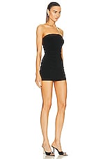 Norma Kamali Strapless Pickleball Mini Dress in Black, view 2, click to view large image.