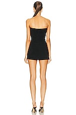 Norma Kamali Strapless Pickleball Mini Dress in Black, view 3, click to view large image.