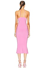 Norma Kamali Slip Fishtail Dress in Candy Pink, view 3, click to view large image.