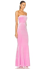 Norma Kamali Strapless Fishtail Gown in Candy Pink, view 2, click to view large image.