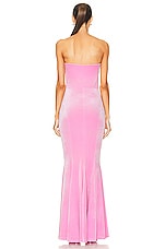 Norma Kamali Strapless Fishtail Gown in Candy Pink, view 3, click to view large image.