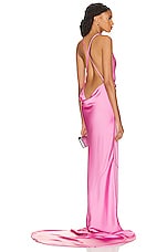 Norma Kamali Cross Back Bias Gown in Candy Pink, view 1, click to view large image.