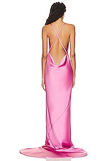 Norma Kamali Cross Back Bias Gown in Candy Pink, view 4, click to view large image.