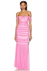 Norma Kamali Walter Fishtail Gown in Candy Pink, view 1, click to view large image.