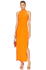 Norma Kamali Halter Turtle Side Slit Gown in SOS, view 1, click to view large image.