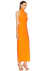 Norma Kamali Halter Turtle Side Slit Gown in SOS, view 2, click to view large image.