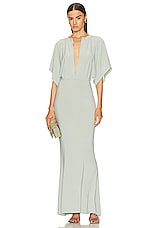 Norma Kamali Obie Gown in Dried Sage, view 1, click to view large image.