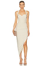 Norma Kamali Cayla Side Drape Gown in Mist, view 1, click to view large image.