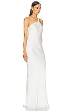 Norma Kamali One Shoulder Bias Gown in Snow White, view 3, click to view large image.