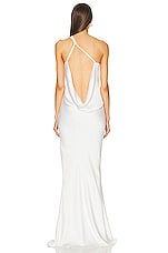 Norma Kamali One Shoulder Bias Gown in Snow White, view 4, click to view large image.