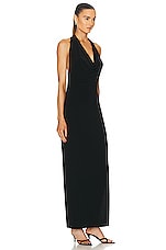 Norma Kamali Halter Neeta Side Slit Gown in Black, view 2, click to view large image.