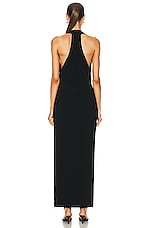 Norma Kamali Halter Neeta Side Slit Gown in Black, view 4, click to view large image.