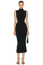 Norma Kamali Sleeveless Turtle Fishtail Dress To Midcalf in Black, view 1, click to view large image.