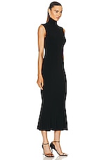 Norma Kamali Sleeveless Turtle Fishtail Dress To Midcalf in Black, view 2, click to view large image.