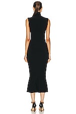 Norma Kamali Sleeveless Turtle Fishtail Dress To Midcalf in Black, view 3, click to view large image.