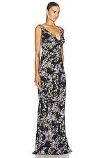 Norma Kamali Deep Drape Neck Gown in Lavender Floral, view 2, click to view large image.