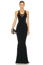 Norma Kamali Racer Fishtail Gown in Black, view 1, click to view large image.