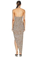 Norma Kamali Cayla Side Drape Gown in BB Leopard, view 4, click to view large image.