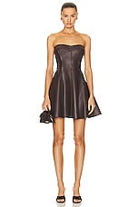 Norma Kamali Strapless Grace Mini Dress in Chocolate, view 1, click to view large image.
