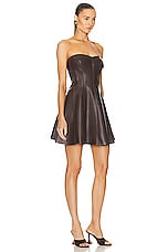 Norma Kamali Strapless Grace Mini Dress in Chocolate, view 2, click to view large image.