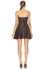 Norma Kamali Strapless Grace Mini Dress in Chocolate, view 3, click to view large image.