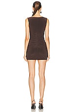 Norma Kamali Sleeveless Pickleball Mini Dress in Chocolate, view 3, click to view large image.