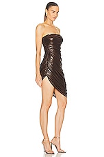 Norma Kamali Strapless Diana Mini Dress in Chocolate, view 2, click to view large image.