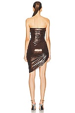 Norma Kamali Strapless Diana Mini Dress in Chocolate, view 4, click to view large image.