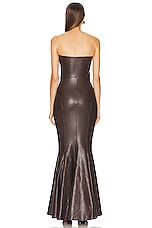 Norma Kamali Strapless Fishtail Gown in Chocolate, view 3, click to view large image.