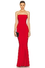 Norma Kamali Strapless Fishtail Gown in Tiger Red, view 1, click to view large image.