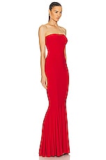 Norma Kamali Strapless Fishtail Gown in Tiger Red, view 2, click to view large image.