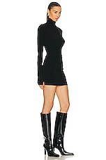 Norma Kamali Long Sleeve Turtleneck Pickleball Dress in Black, view 2, click to view large image.