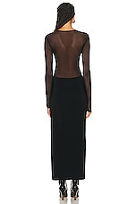 Norma Kamali Dash Side Slit Gown in Black & Black Mesh, view 4, click to view large image.