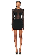 Norma Kamali Dot Dash Mini Dress in Black & Black Mesh, view 1, click to view large image.
