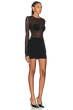 Norma Kamali Dot Dash Mini Dress in Black & Black Mesh, view 2, click to view large image.