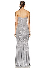 Norma Kamali Slinky Fishtail Gown in Silver, view 3, click to view large image.