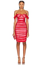 Norma Kamali Walter Dress in Tiger Red & Snow White, view 1, click to view large image.