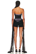Norma Kamali Strapless Bill Pickleball Dress in Black & Snow White, view 3, click to view large image.