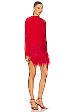 Norma Kamali Feather All In One Mini Dress in Tiger Red, view 2, click to view large image.