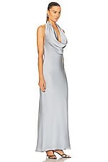 Norma Kamali Halter Drape Bias Gown in Silver, view 2, click to view large image.