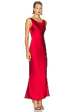 Norma Kamali Maria Gown in Tiger Red, view 2, click to view large image.