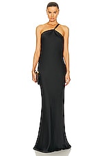Norma Kamali One Shoulder Bias Gown in Black, view 2, click to view large image.