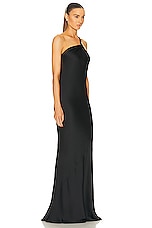 Norma Kamali One Shoulder Bias Gown in Black, view 3, click to view large image.