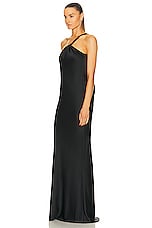 Norma Kamali One Shoulder Bias Gown in Black, view 4, click to view large image.