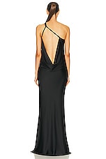 Norma Kamali One Shoulder Bias Gown in Black, view 5, click to view large image.
