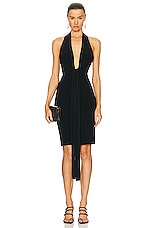 Norma Kamali Tie Front Halter Dress in Black, view 1, click to view large image.